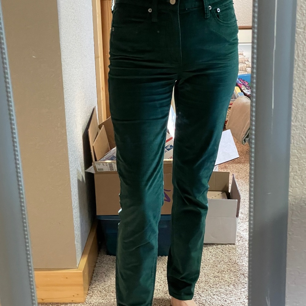 J Crew velvet high rise toothpick in green